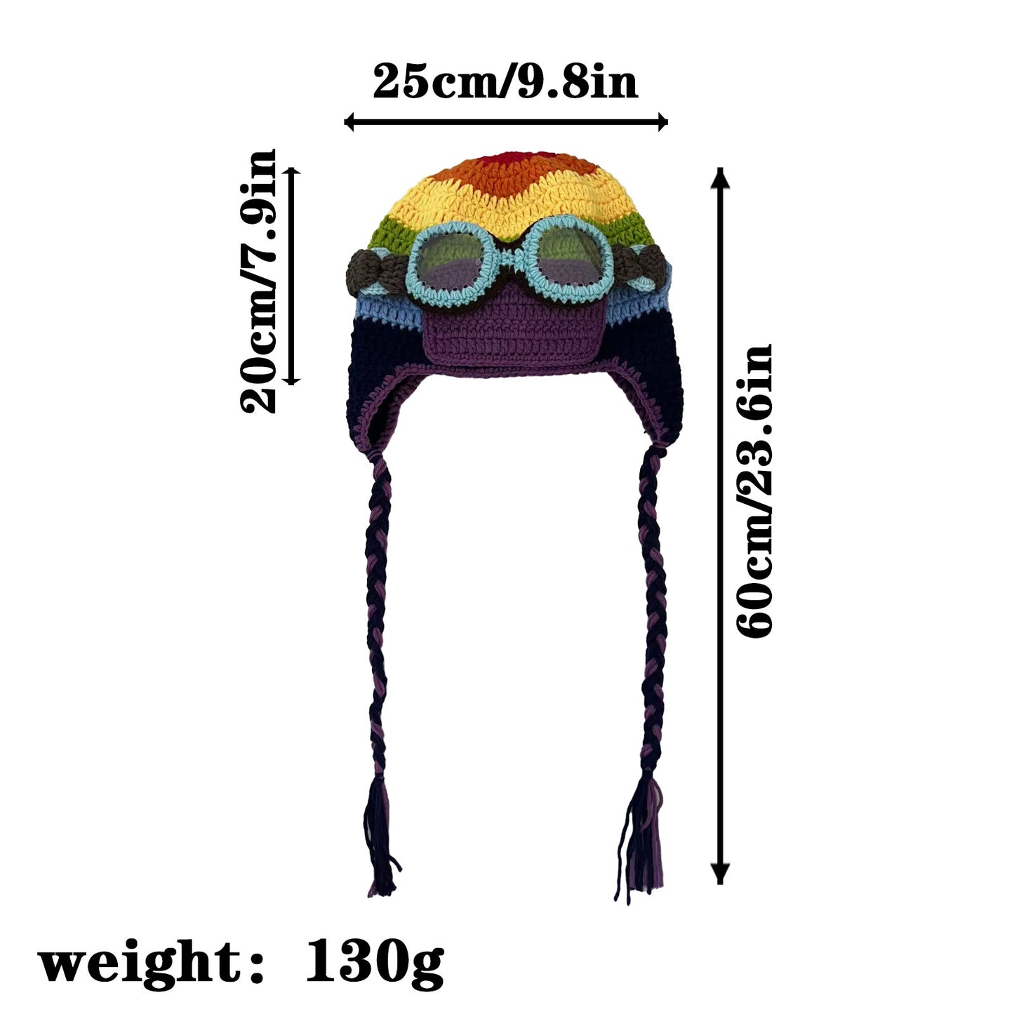 Detachable Knit Aviator Hat with Ear Flaps – Funny Winter Beanie, Warm Face-Slimming Knitted Cap for Women & Men