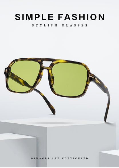 Retro Double Bridge Stud Sunglasses – Unisex Fashion Street Style UV Protection Shades, High-End Vintage Metal Frame Sunglasses for Men and Women