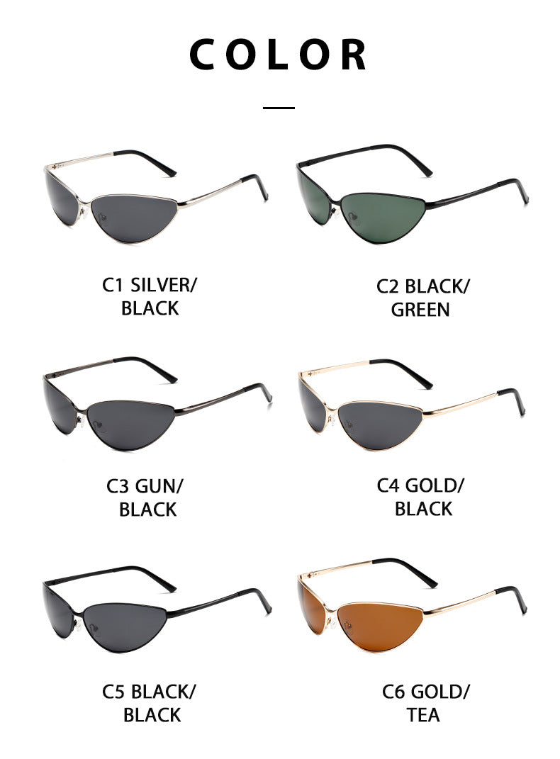 Polarized Metal Cat Eye Sunglasses for Women | Y2K Retro Futuristic Shades with Spring Hinges | UV400 Vintage Eyewear