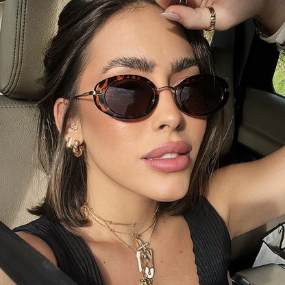 Fashion Oval Frame Sunglasses for Women – Retro European Style UV Protection Shades, Trendy Personality Vintage Sun Glasses