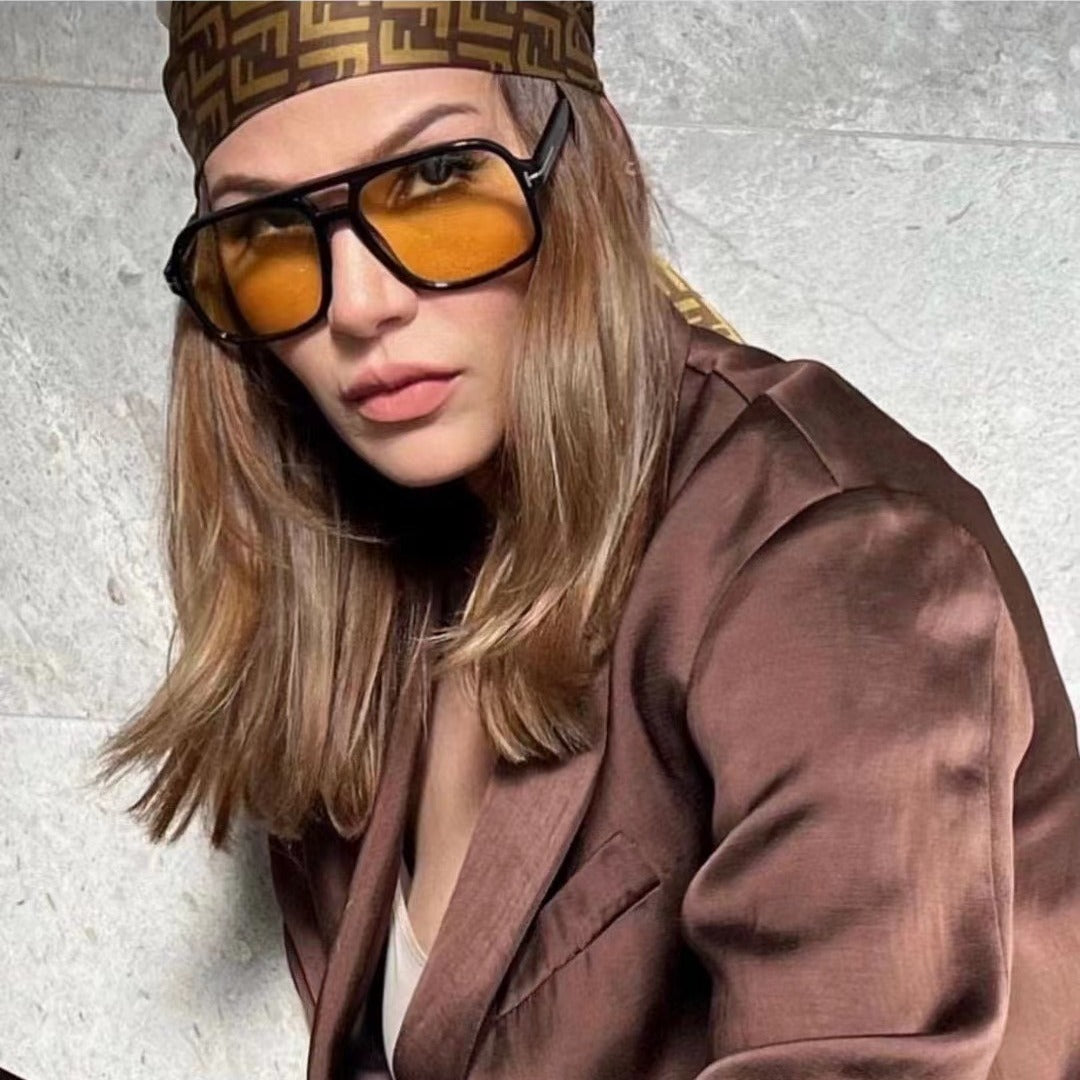 Retro Double Bridge Stud Sunglasses – Unisex Fashion Street Style UV Protection Shades, High-End Vintage Metal Frame Sunglasses for Men and Women