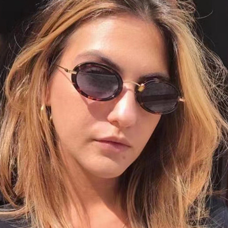 Fashion Oval Frame Sunglasses for Women – Retro European Style UV Protection Shades, Trendy Personality Vintage Sun Glasses