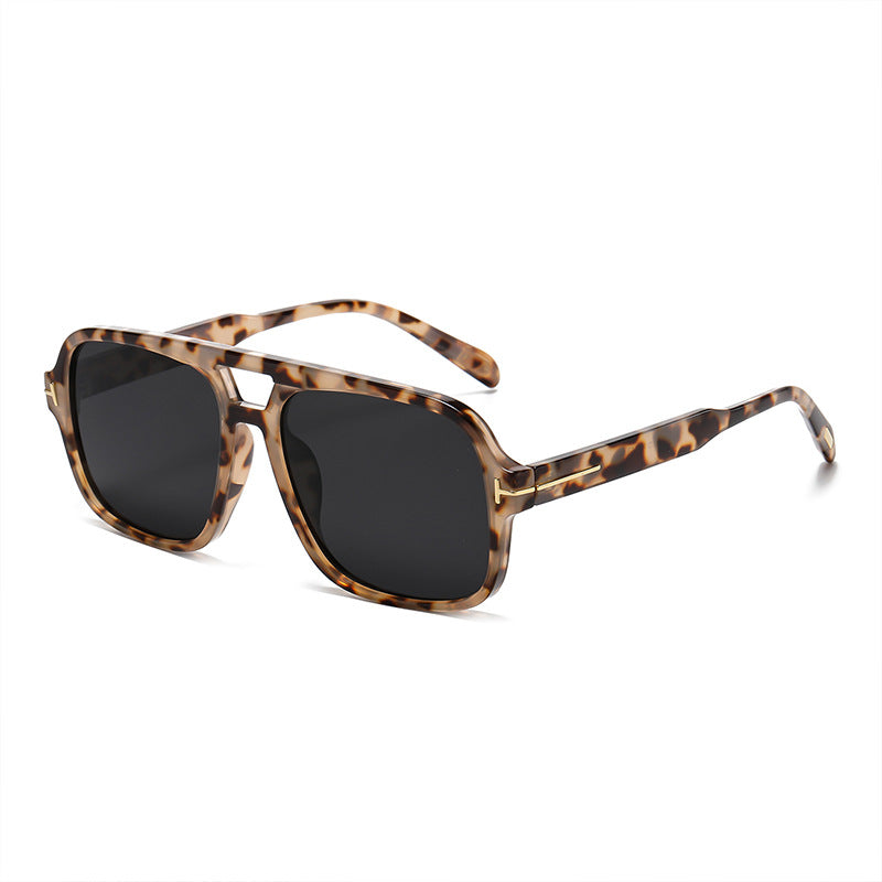 Retro Double Bridge Stud Sunglasses – Unisex Fashion Street Style UV Protection Shades, High-End Vintage Metal Frame Sunglasses for Men and Women
