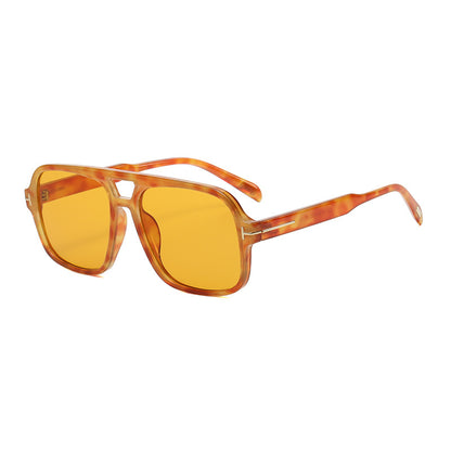 Retro Double Bridge Stud Sunglasses – Unisex Fashion Street Style UV Protection Shades, High-End Vintage Metal Frame Sunglasses for Men and Women