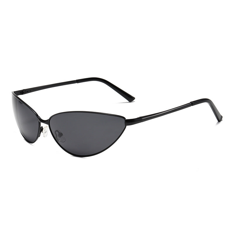 Polarized Metal Cat Eye Sunglasses for Women | Y2K Retro Futuristic Shades with Spring Hinges | UV400 Vintage Eyewear
