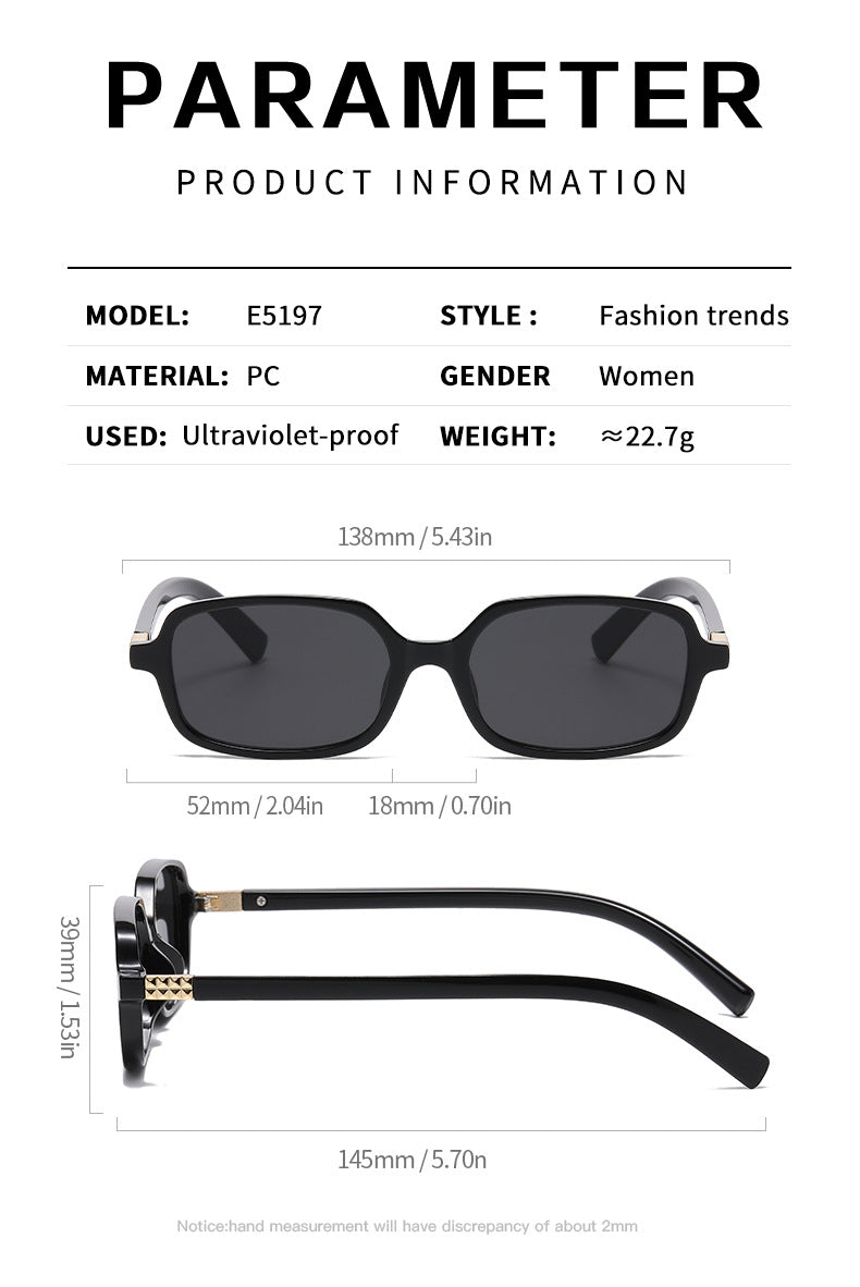 Small Square Frame Sunglasses – High-End Fashion Flat Glasses, Trendy European & American Style, Chic Non-Prescription Eyewear for Daily Wear