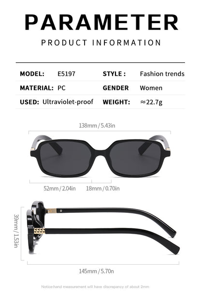 Small Square Frame Sunglasses – High-End Fashion Flat Glasses, Trendy European & American Style, Chic Non-Prescription Eyewear for Daily Wear