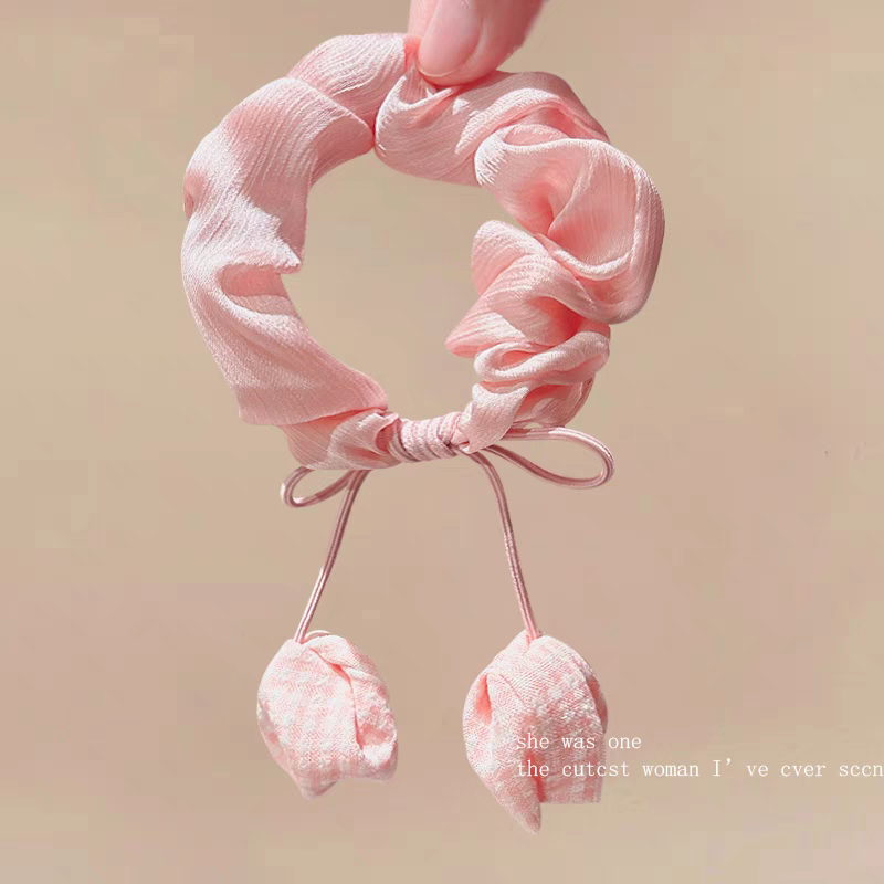 Tulip Scrunchie Hair Tie for Women | Celebrity Blogger Style Ponytail Holder | Elegant Floral Elastic Hair Accessory for Low Bun & Daily Hairstyles