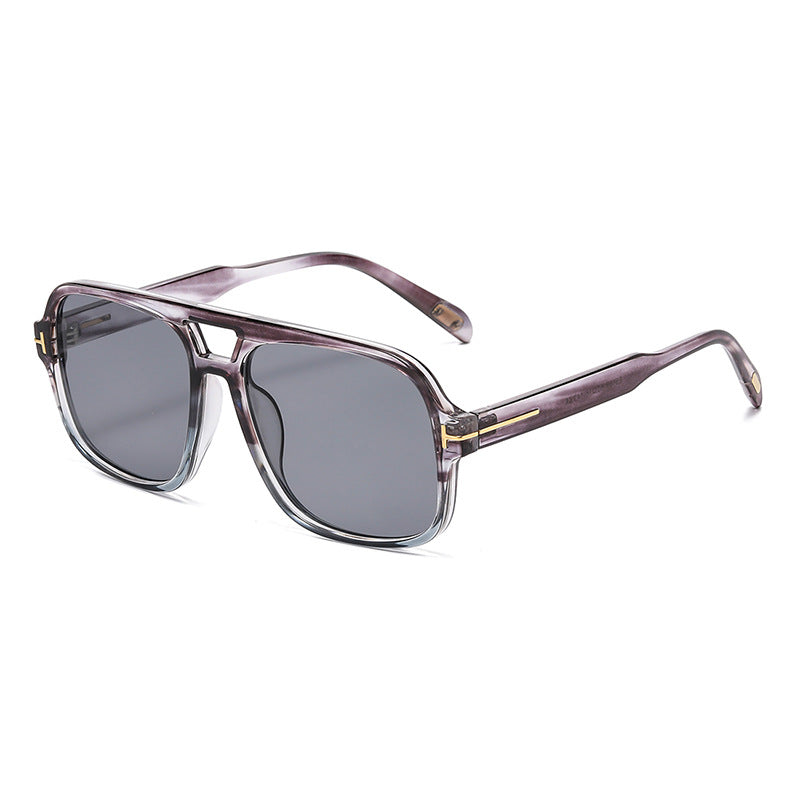 Retro Double Bridge Stud Sunglasses – Unisex Fashion Street Style UV Protection Shades, High-End Vintage Metal Frame Sunglasses for Men and Women