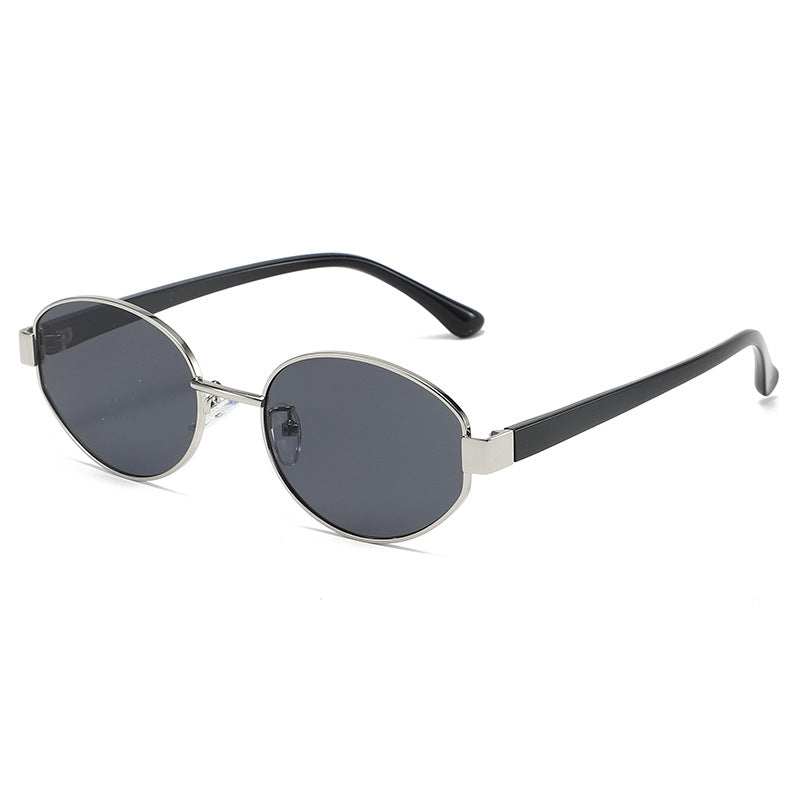 Vintage Oval Brown Sunglasses – High-End Metal Frame Retro Chic UV400 Eyewear for Women & Men
