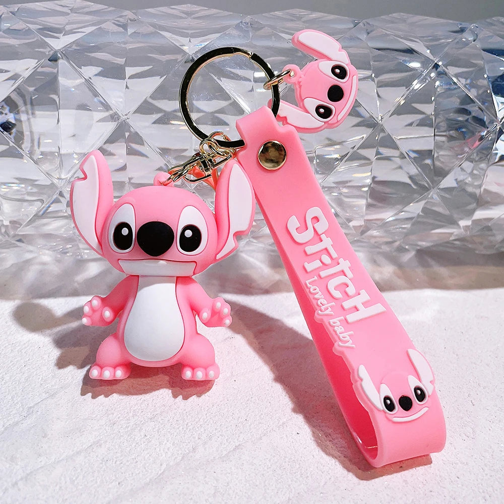 Cartoon Lilo & Stitch Keychain Kawaii Stitch Epoxy Doll Keyring Fashion Bag Cute Ornament Girl Gift Key Chain