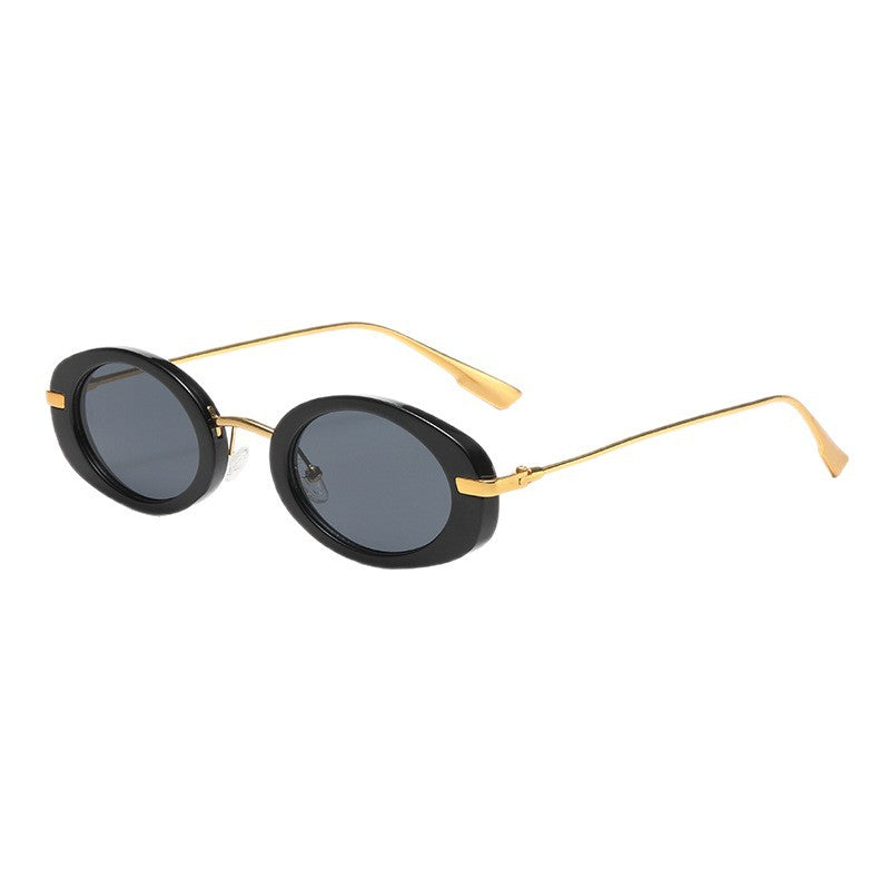 Fashion Oval Frame Sunglasses for Women – Retro European Style UV Protection Shades, Trendy Personality Vintage Sun Glasses