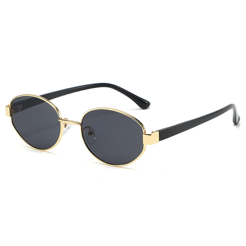 Vintage Oval Brown Sunglasses – High-End Metal Frame Retro Chic UV400 Eyewear for Women & Men