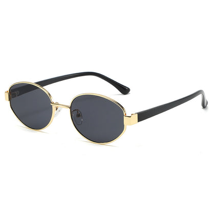 Vintage Oval Brown Sunglasses – High-End Metal Frame Retro Chic UV400 Eyewear for Women & Men