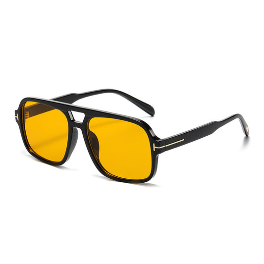 Retro Double Bridge Stud Sunglasses – Unisex Fashion Street Style UV Protection Shades, High-End Vintage Metal Frame Sunglasses for Men and Women