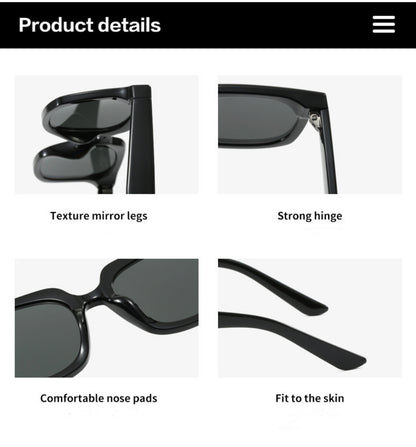 Women’s Fashion Square Sunglasses 2025 – Celebrity Style Streetwear Shades with Double Heart Detail, Retro Trendy UV Protection Eyewear