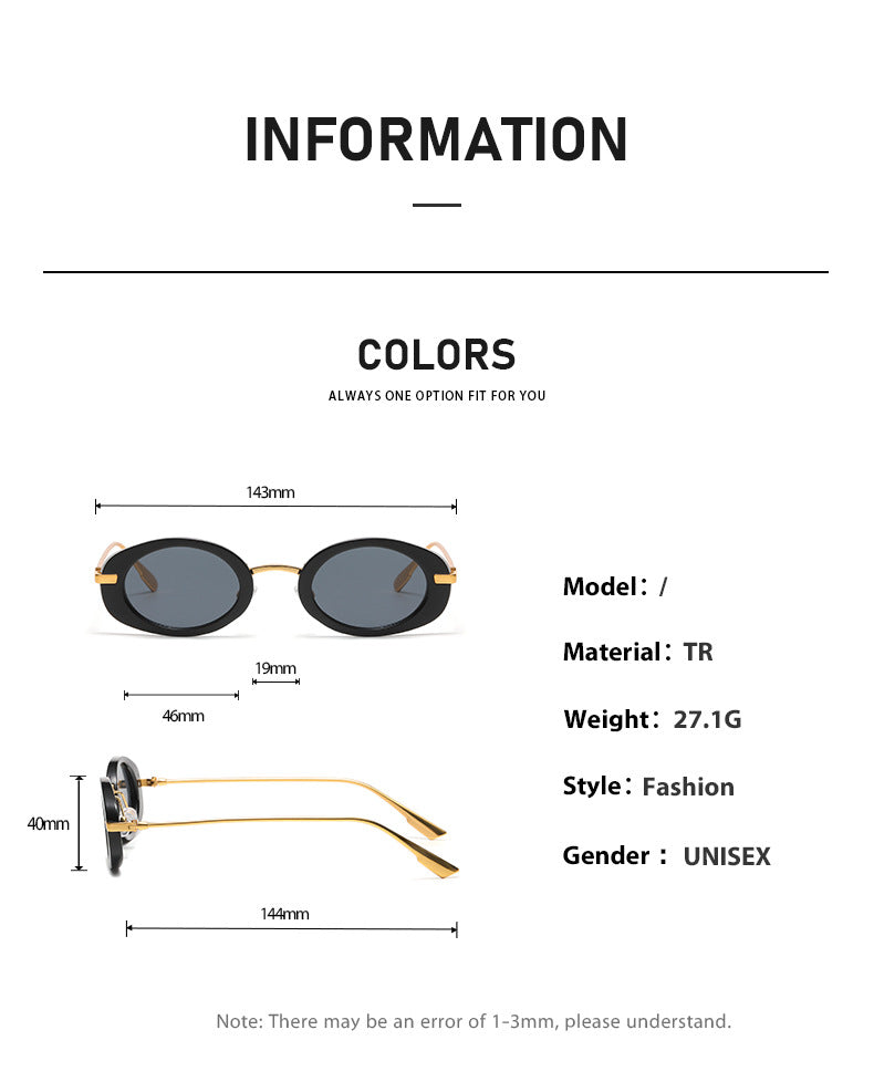Fashion Oval Frame Sunglasses for Women – Retro European Style UV Protection Shades, Trendy Personality Vintage Sun Glasses