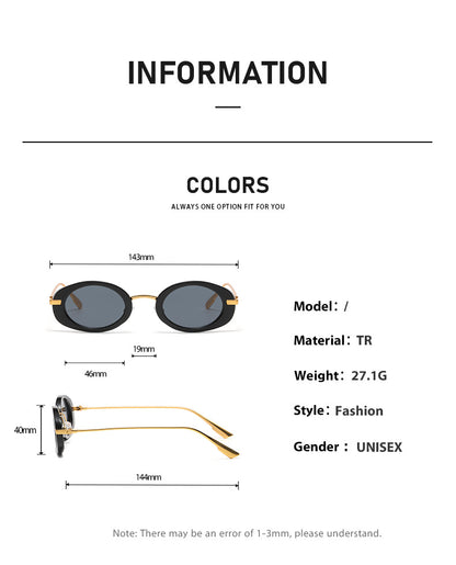 Fashion Oval Frame Sunglasses for Women – Retro European Style UV Protection Shades, Trendy Personality Vintage Sun Glasses