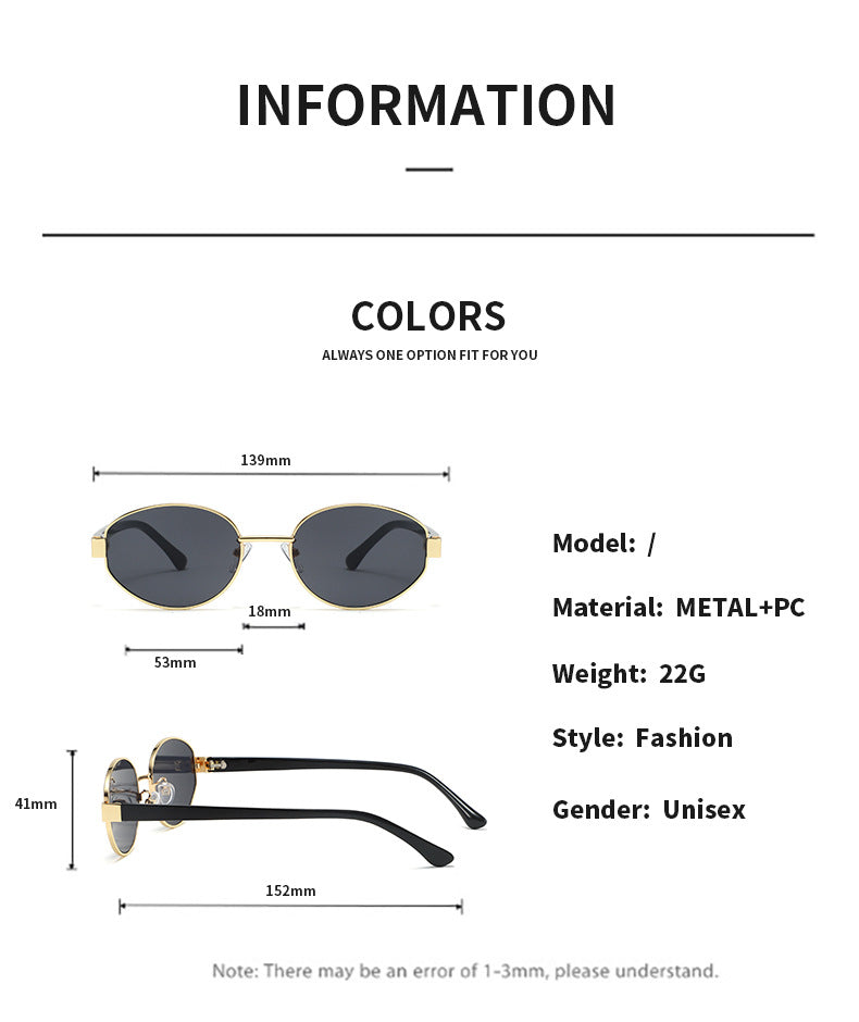 Vintage Oval Brown Sunglasses – High-End Metal Frame Retro Chic UV400 Eyewear for Women & Men