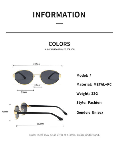Vintage Oval Brown Sunglasses – High-End Metal Frame Retro Chic UV400 Eyewear for Women & Men