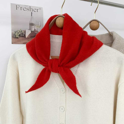 New Solid Color Knitted Triangle Scarf | Autumn Winter Warm Bandana Shawl | Versatile Neck Wrap & Headscarf