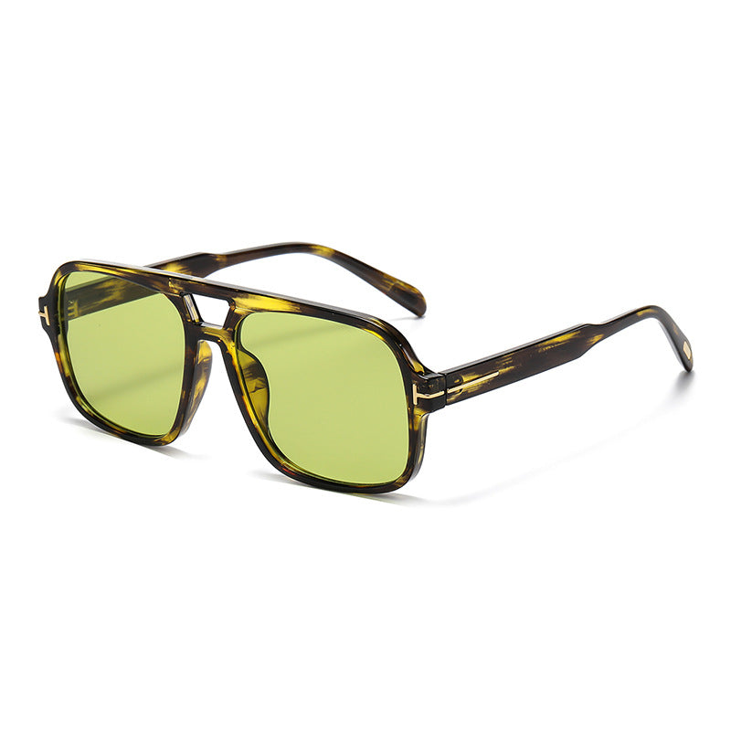 Retro Double Bridge Stud Sunglasses – Unisex Fashion Street Style UV Protection Shades, High-End Vintage Metal Frame Sunglasses for Men and Women