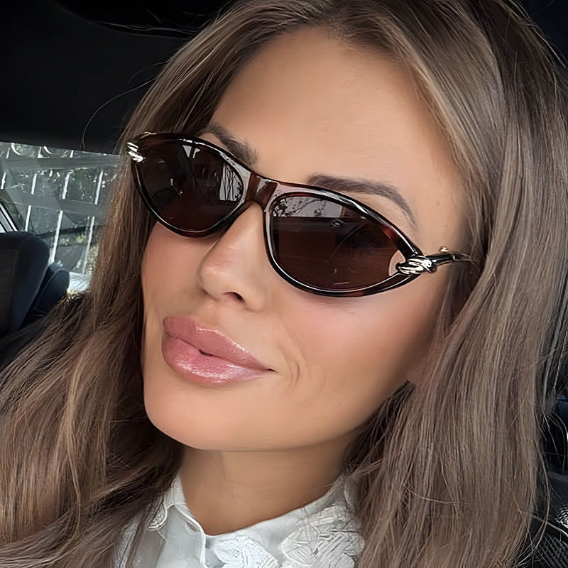 Cat Eye Sunglasses for Women – New Knot Rope Metal Temple Design, Stylish Vintage Shades with UV400 Protection