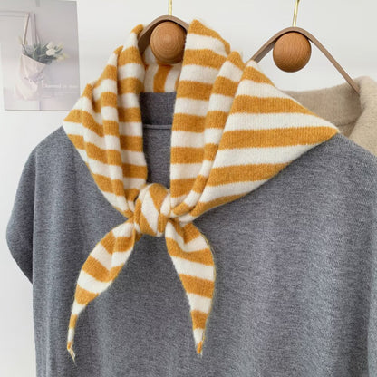 New Knitted Striped Triangle Scarf | Winter Fashion Bandana Shawl | Versatile Neck Warmer & Headscarf