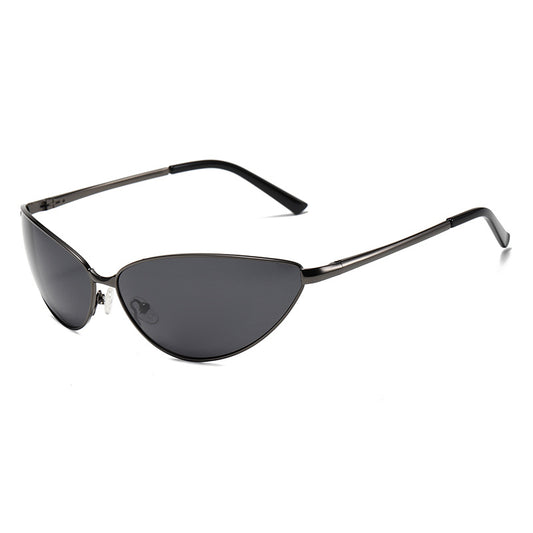 Polarized Metal Cat Eye Sunglasses for Women | Y2K Retro Futuristic Shades with Spring Hinges | UV400 Vintage Eyewear