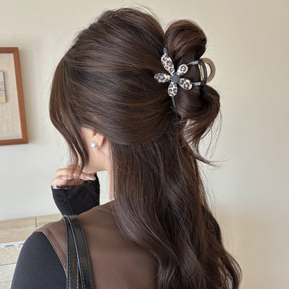 Leopard Flower Hair Claw Clip – Acrylic Medium & Large Jaw Clips for Women, Stylish Banana Claw for Thick or Fine Hair, Retro Chic Hair Accessory