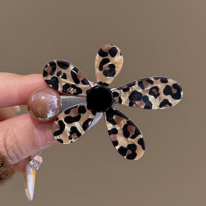 2PCS Leopard Flower Hair Clips – Stylish Bobby Pins for Women, Side Bangs Hairpins, Retro Chic Barrettes Hair Accessories