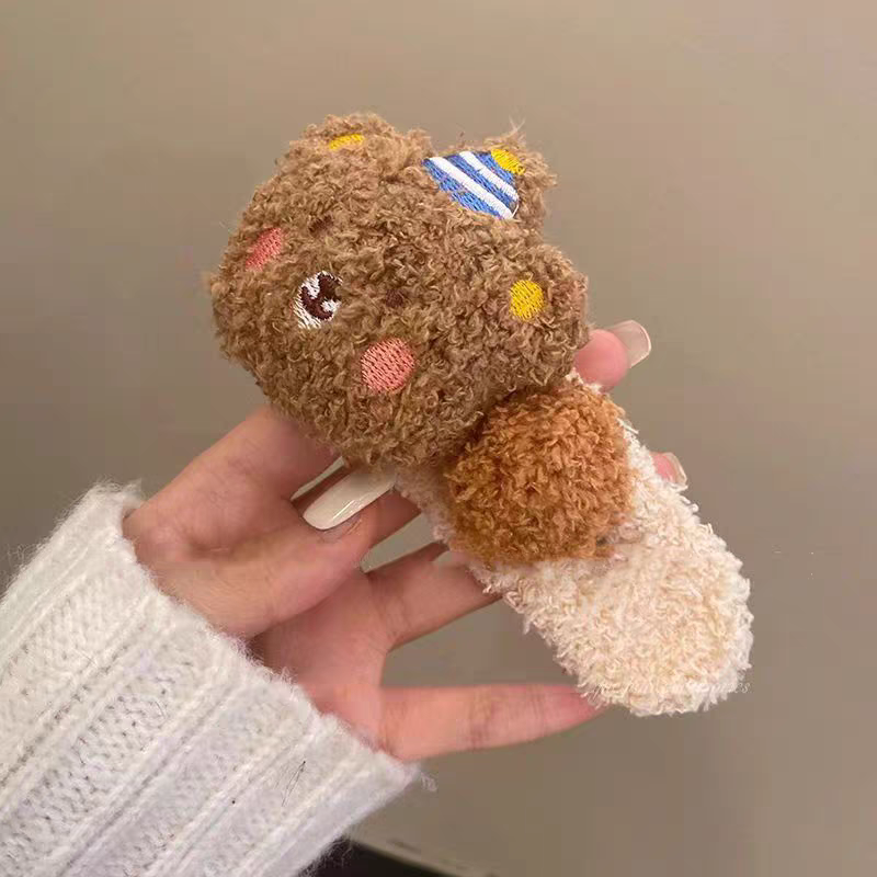 Plush Teddy Bear Hair Claw Clip for Girls – Cute Pudding Bear Alligator Clip, Large Fluffy Hair Accessory for 2025 Trendy Hairstyles