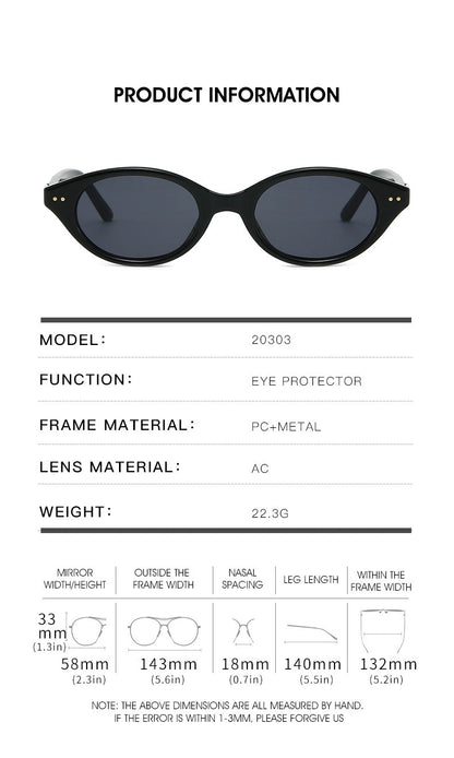 Trendy Oval Small Frame Nerd Sunglasses for Women | Retro Street Style Fashion Shades | UV400 Protection All-Match Sunglasses