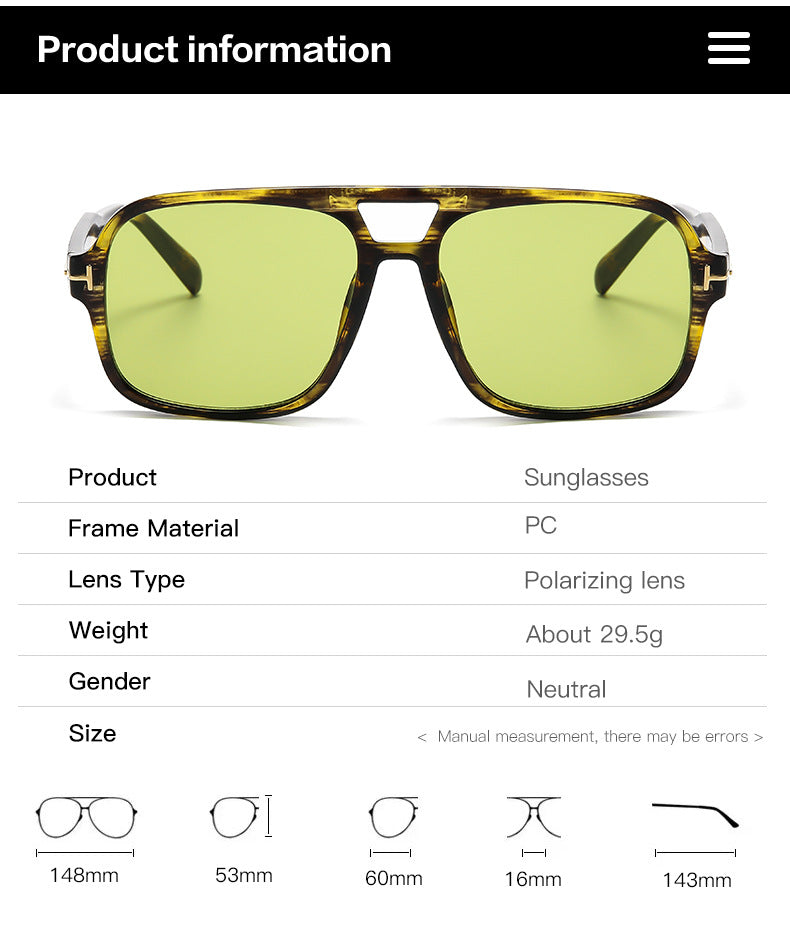 Retro Double Bridge Stud Sunglasses – Unisex Fashion Street Style UV Protection Shades, High-End Vintage Metal Frame Sunglasses for Men and Women