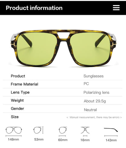 Retro Double Bridge Stud Sunglasses – Unisex Fashion Street Style UV Protection Shades, High-End Vintage Metal Frame Sunglasses for Men and Women