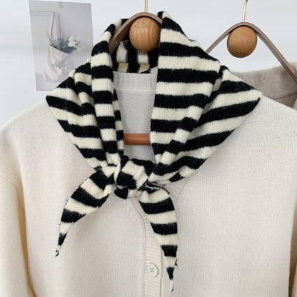 New Knitted Striped Triangle Scarf | Winter Fashion Bandana Shawl | Versatile Neck Warmer & Headscarf