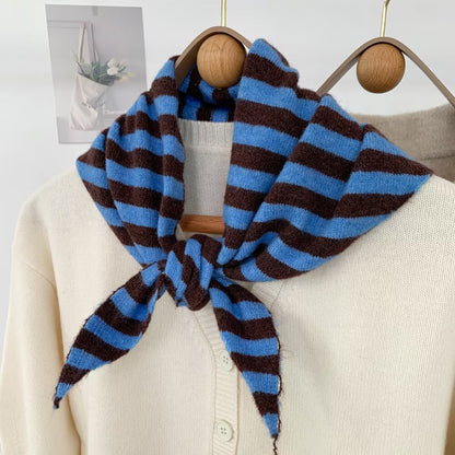 New Knitted Striped Triangle Scarf | Winter Fashion Bandana Shawl | Versatile Neck Warmer & Headscarf