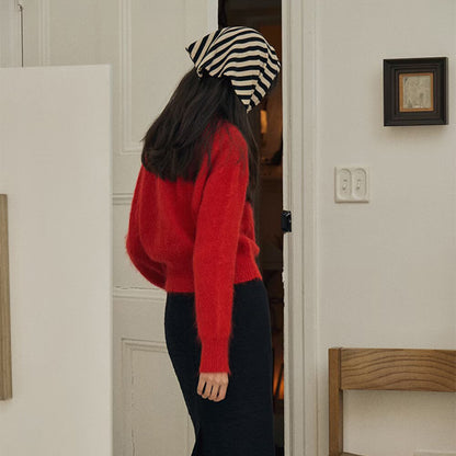 New Knitted Striped Triangle Scarf | Winter Fashion Bandana Shawl | Versatile Neck Warmer & Headscarf