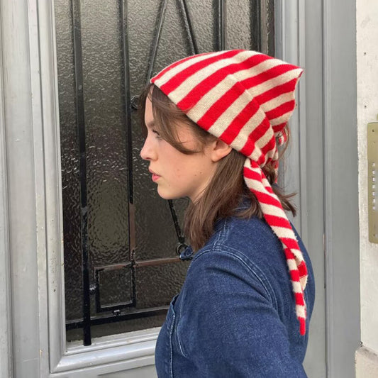 New Knitted Striped Triangle Scarf | Winter Fashion Bandana Shawl | Versatile Neck Warmer & Headscarf