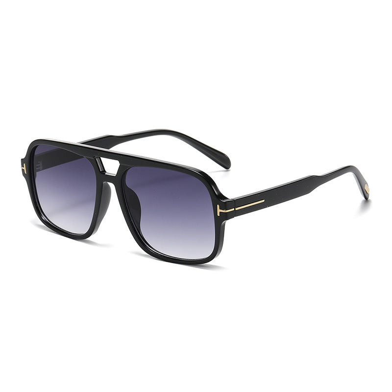 Retro Double Bridge Stud Sunglasses – Unisex Fashion Street Style UV Protection Shades, High-End Vintage Metal Frame Sunglasses for Men and Women