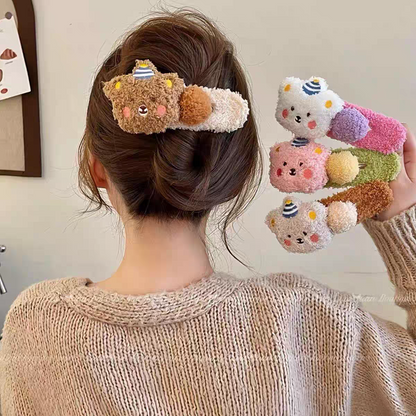 Plush Teddy Bear Hair Claw Clip for Girls – Cute Pudding Bear Alligator Clip, Large Fluffy Hair Accessory for 2025 Trendy Hairstyles