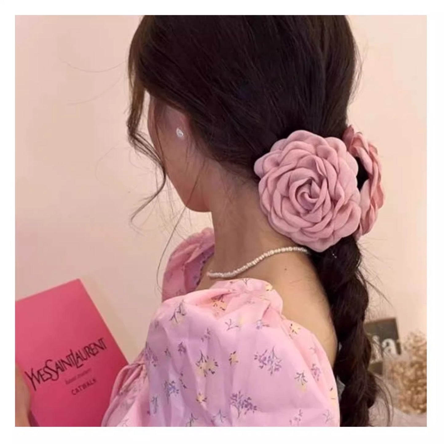 Blue Rose Flower Hair Claw Clip for Women – Floral Shark Clip, Large Hair Accessory for Vacation, Daily Wear, and Elegant Hairstyles