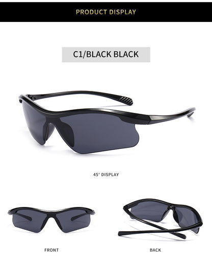 Half Frame Sport Sunglasses for Men and Women – Trendy Outdoor Cycling Glasses, Windproof UV400 Protective Eyewear for Hiking, Running, and Driving