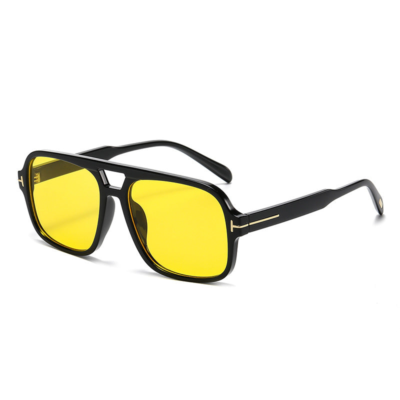 Retro Double Bridge Stud Sunglasses – Unisex Fashion Street Style UV Protection Shades, High-End Vintage Metal Frame Sunglasses for Men and Women