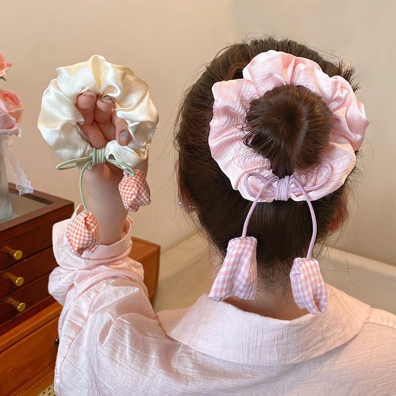 Tulip Scrunchie Hair Tie for Women | Celebrity Blogger Style Ponytail Holder | Elegant Floral Elastic Hair Accessory for Low Bun & Daily Hairstyles