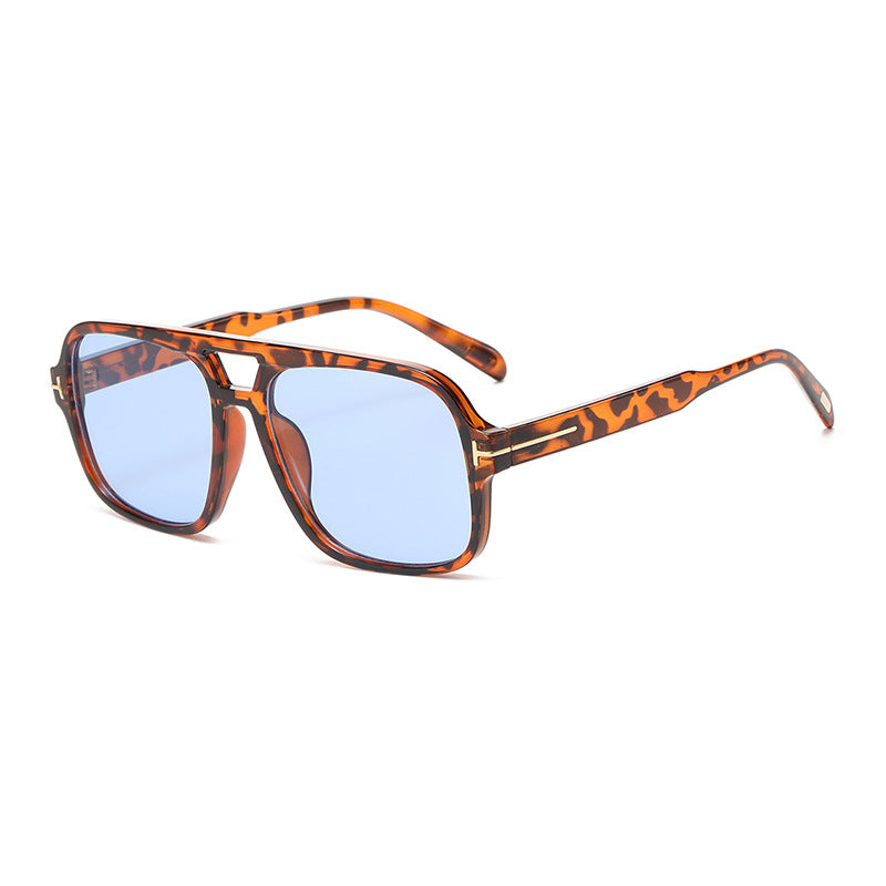 Retro Double Bridge Stud Sunglasses – Unisex Fashion Street Style UV Protection Shades, High-End Vintage Metal Frame Sunglasses for Men and Women