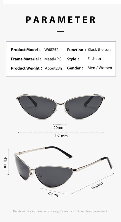 Polarized Metal Cat Eye Sunglasses for Women | Y2K Retro Futuristic Shades with Spring Hinges | UV400 Vintage Eyewear