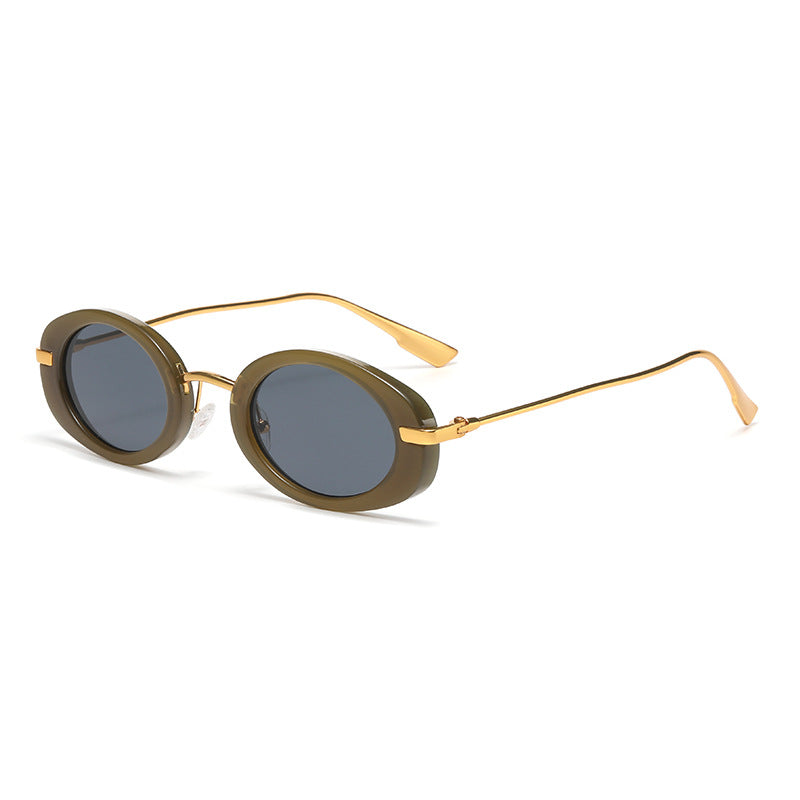 Fashion Oval Frame Sunglasses for Women – Retro European Style UV Protection Shades, Trendy Personality Vintage Sun Glasses