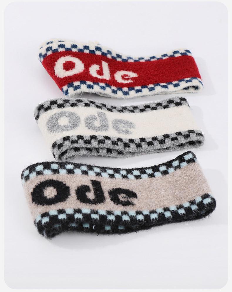 Checkered Winter Headband for Men & Women – Trendy Knit Ear Warmer, High Elastic Fleece-Lined Sports Headband for Outdoor, Cycling, Street Dance & Cold Weather