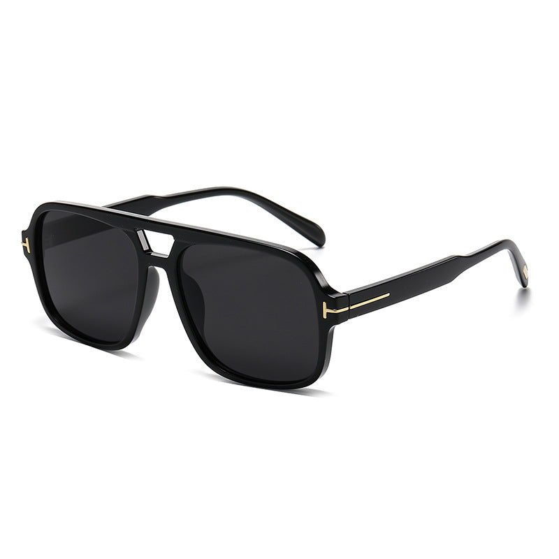Retro Double Bridge Stud Sunglasses – Unisex Fashion Street Style UV Protection Shades, High-End Vintage Metal Frame Sunglasses for Men and Women